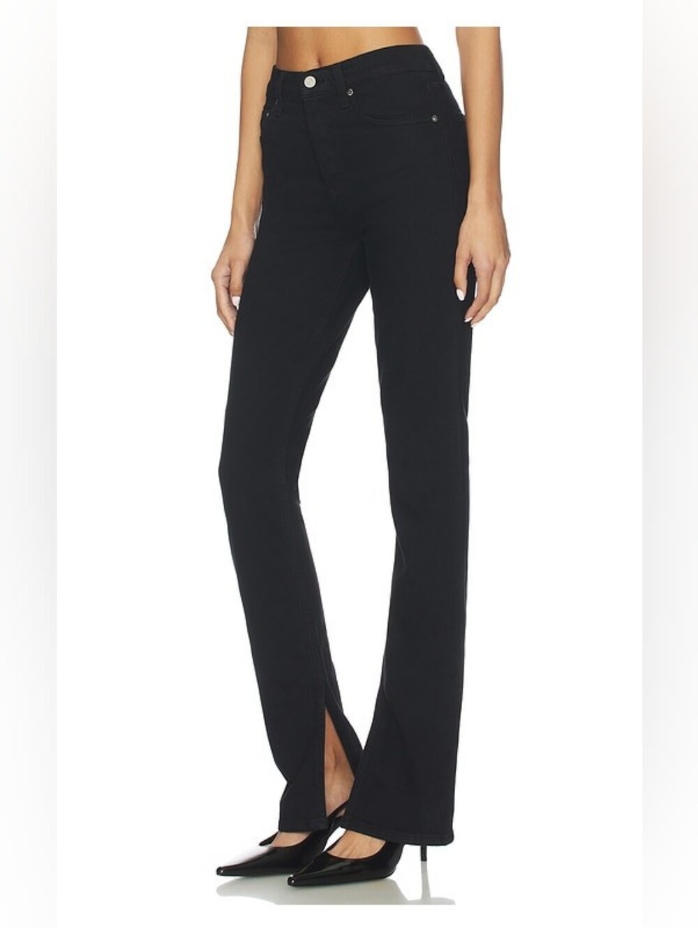 Veronica Beard Size 2 Black Flare Jeans with Front Split Hem